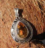 Silver Golden Topaz Pendent