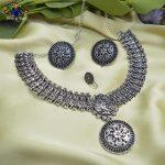Silver Oxidized Tribal Designed Necklace Set by Jewels of Nepal