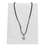 Silver Pendant Carved Hing With PU Leather Black