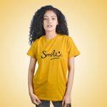 Smile Printed Yellow T-Shirt For Women
