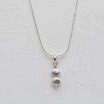 Solid Silver Double Hammered Bead Pendant With Snake Chain 16 Inches