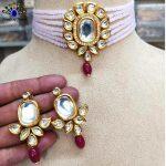 Stone Studded Choker Necklace and Earrings Set