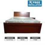 Sunrise Furniture Seesau Wood Frame Small Size Hydraulic Bed Wth 1 Side Table – Walnut