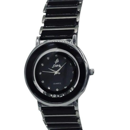 Supa Black Dial Round Fancy Water For Women