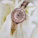 Supa Rose Gold Colour Rounddial Diamond Bangle Watch For Women