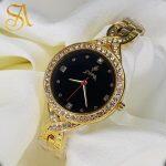 Supa Rounddial Gold Party Wear Bangle Watch For Women