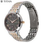 Titan   2569Km03 Neo Black Dial Multifunction Watch For Women-Silver/Gold