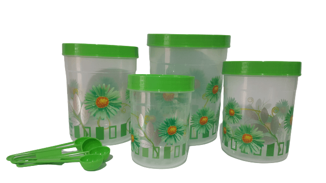 Transparent/Golden Bengal 4 Piece Set Plastic Long Spice Jar