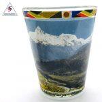 Transparent Printed Shot Glass Annapurna Range View from Sarangkot