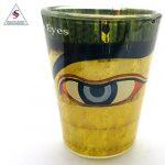 Transparent Printed Shot Glass Golden Buddha Eyes