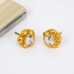 Transparent Solid Rhinestone Floral Designed Stud Earrings For Women