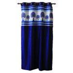 Tree Printed Cotton Fabric Window/Door Curtain – (Blue/Brown)