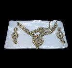 Two Layered Gold Plated Necklace Set With earring And Maang Tika For Women