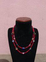 Two Layered Square Crystals Necklace