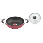 UNITED Ucook Non-Stick Deep Kadhai With Free Glass Lid 220 Mm
