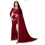 Velvet Maroon Saree For Women