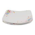 White Abstract Design Square Melamine Plate Set Of 3 Pcs 9 Inches