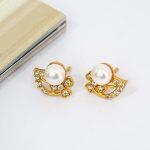 White Big Pearl Designed Stud Earrings For Women
