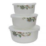 White Floral Salad Bowls Set - 3 Pcs.