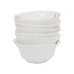 White Flower Design Round Ceramic Bowl 6 Pcs Set
