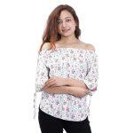 Small Floral Printed Offshoulder Top For Women