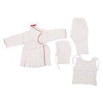 White With Red Colour Dots And Border Soft Bhoto Set For New Born