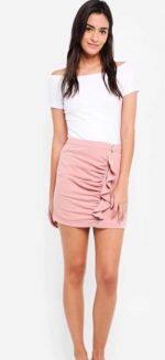 Zip Front Skirt With Ruffles