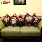 Zari Weaved Floor Cum Sofa Chakati Covers With Silk Back And Fiber Chakati (20 X 20 )