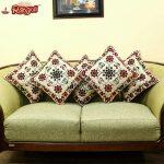 Zari Weaved Floor Cum Sofa Chakati Covers With Silk Back And Fiber Chakati (22 X 22 )