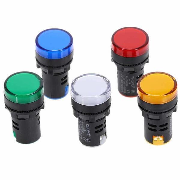 10 set/22mm Panel Mount LED Power Electronic Indicator Pilot Signal Light Lamp 12V 24V 110V 220V 380V
