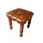 15 Inches Wooden Coffee Tablr/chair With Brass Carvings