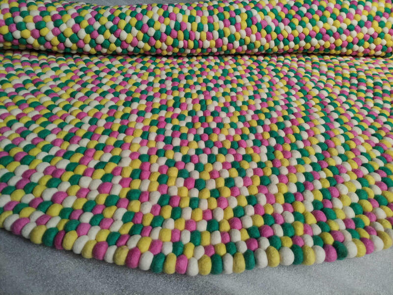 150 CM- Round Felt Rug, Woolen Carpet, Multi color Mat, Handmade Carpet,D5