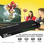 16 Port 1×16 1 in 16 Out HDMI Splitter Video Audio HD HDTV 3D DVD Project, Support 4Kx2K 3D Full HD 1080P with Adapter for HDTV/Blu-ray Player/Sky HD/PS3/PS4/STB