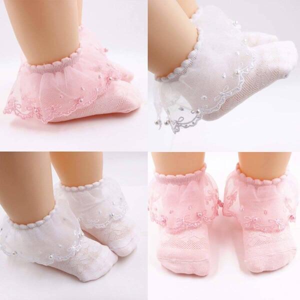 3 Pack Girls Princess Style Socks Cute Breathable Short Socks