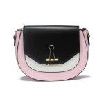 3 Toned PU Leather Flip Lock Slingbag For Women- Pink/White/Black