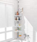 4 Layer Corner Shower Caddy, Adjustable Shower Shelf, Constant Tension Stainless Steel Pole Organizer
