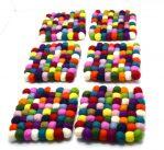 4 X Piece Multi Color Cup mats/Costa Size 10 cm, Luxury handmade felt mat for Cup,Woolen Mat,Tea/Coffee Cup Mats,