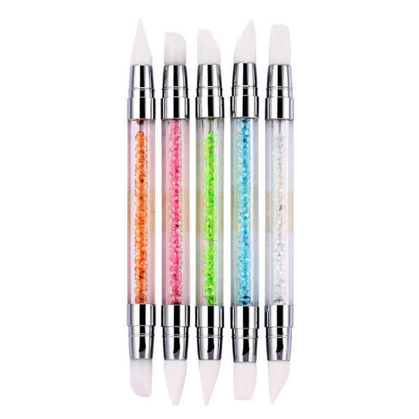 Acrylic Handle 2 Way Silicone Nail Brush Set
