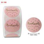 500 PCS 1 Inch Hand Made With Love Labels for Sealing