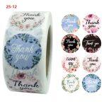 1 Inch Thank You Sticker Foil Thank You Labels for Sealing, Decoration (8 Designs, 1 roll)