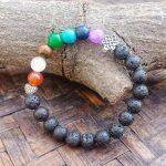 7 Chakra Lava Bracelet With Luck Bond-Sd024