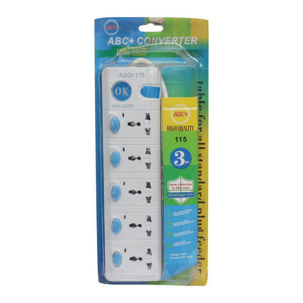 ABC+/115/5 Socket Converter/White/2500W/3m