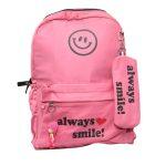 Always Smile Printed Black Stylish Backpack For Women