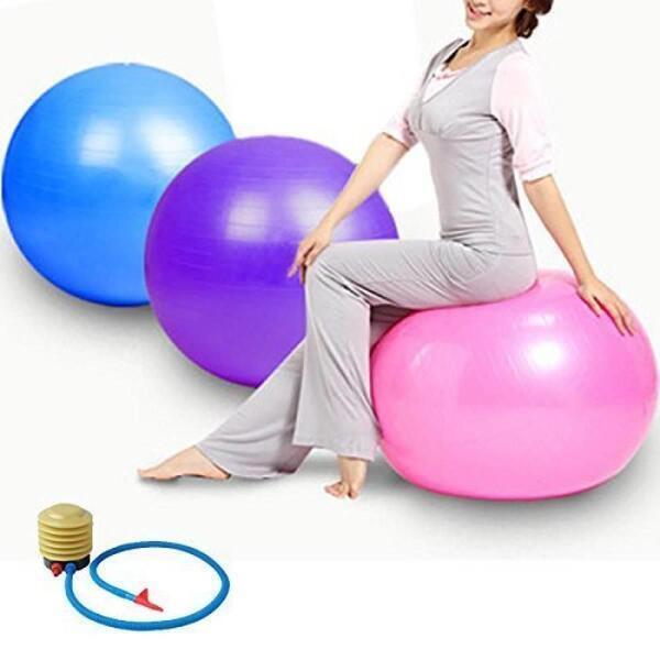 Anti-Burst Fitness Exercise Stability Balance Yoga Ball, Gym Ball - Swiss Birthing Gym Ball 65cm with Foot Pump (Multi-Color)
