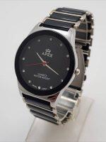 Apex Couple Ceramic Black Stainless Steel Strap Analog Quartz Wrist Watch With Black Dial