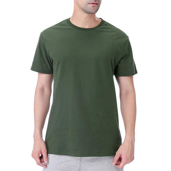 Army Green Cotton Solid Premium Round Neck T-Shirt For Men