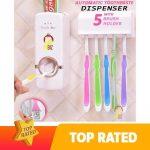 Automatic Universal Toothpaste Dispenser And 5 Tooth Brush Holder For Home Bathroom Acessories