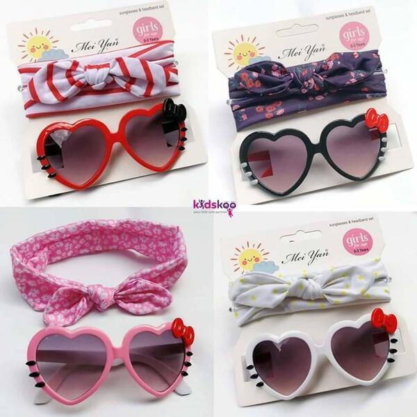 Baby Girl Headband Ribbon Elastic Headdress Kids Hair Band Newborn Bow With Sunglasses
