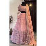 Baby Pink Net Lehenga Choli Dupatta For Women semi stitch