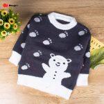 Baby/Toddler Snow Bear Embroidered Fluffy Knit Sweater - Grey